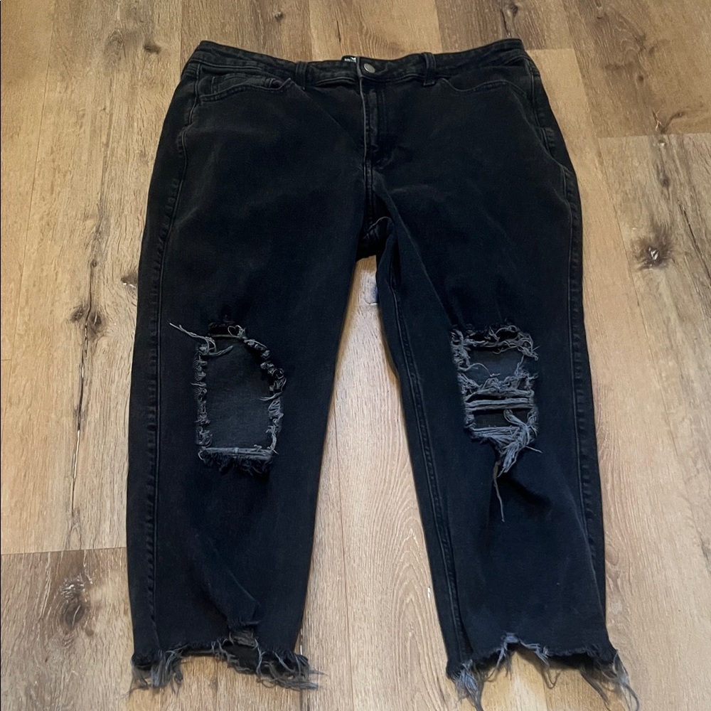 Distressed Hollister 17S Black Women's Jeans w33 L25